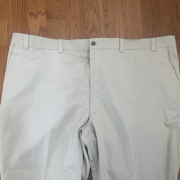 Harbor Bay Mens Khaki Flat Front Pants Size 56x30 Wrinkle Resistant NWT - Picture 2 of 6